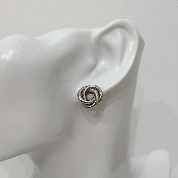 Vintage Jewelry - VTG Silver Texture Twist Circle Earrings